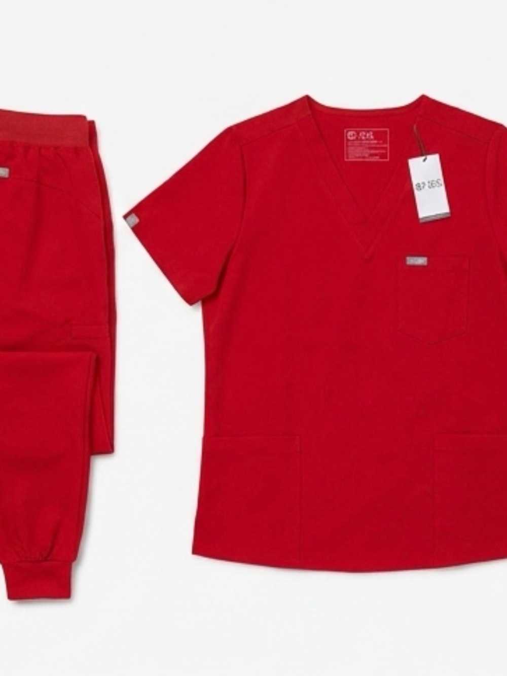 NWT | FIGS Red V-Neck Scrub Set Sz Medium - Picture 2 of 5